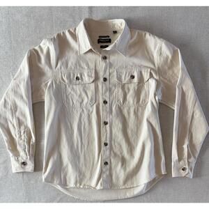 Kenneth Cole New York Cream Button Shirt Canvas Twill Sized Large Very Nice